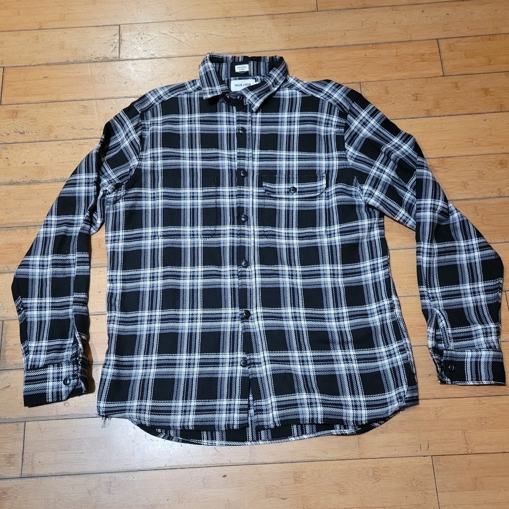 Taylor Stitch Flannel  black, white, and gray plaid Shirt Men's 44